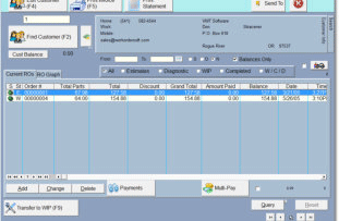 Repair order receivables screen
